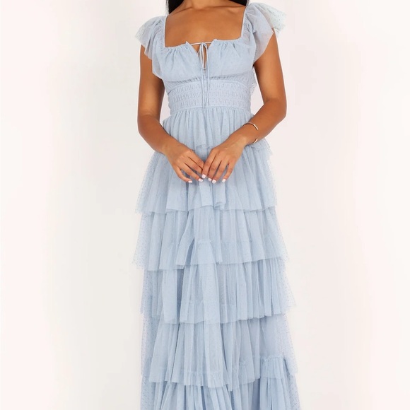 Elegant Light Blue Tiered Maxi Dress - Picture 2 of 6